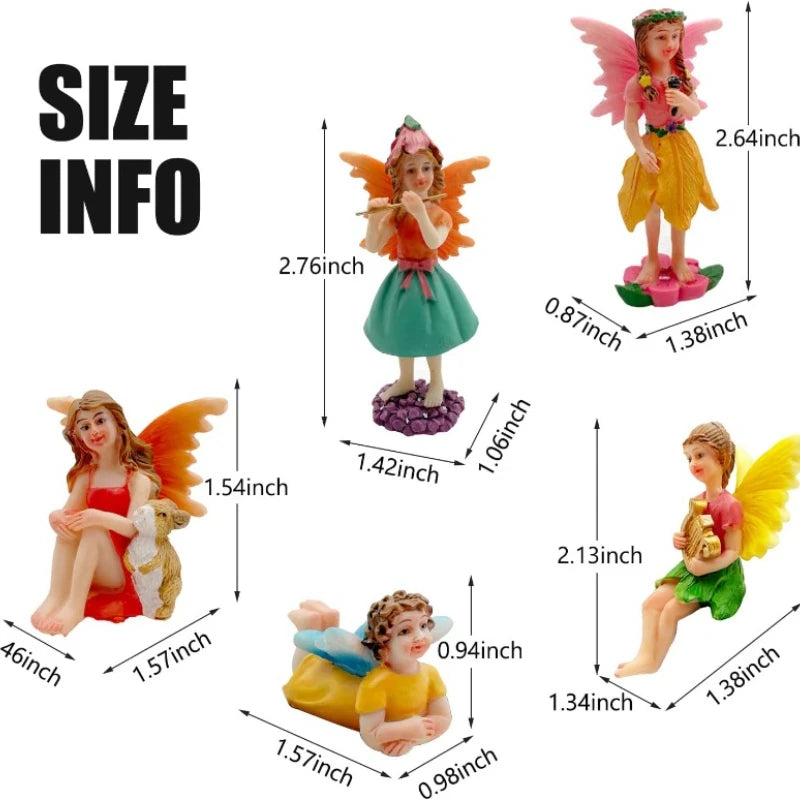Garden Statues Fairies Set of 10 Pcs Miniature Fairies Statues