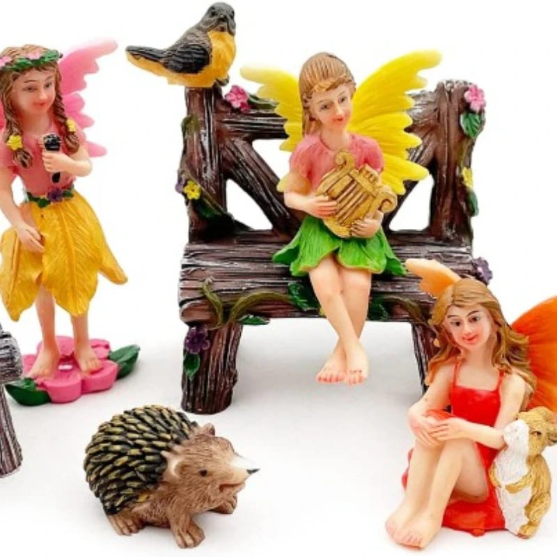 Garden Statues Fairies Set of 10 Pcs Miniature Fairies Statues