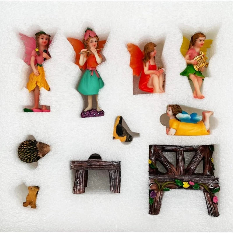 Garden Statues Fairies Set of 10 Pcs Miniature Fairies Statues